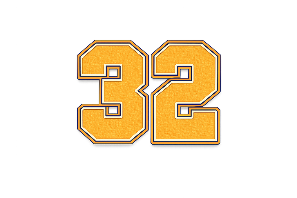 the "number 32" tee